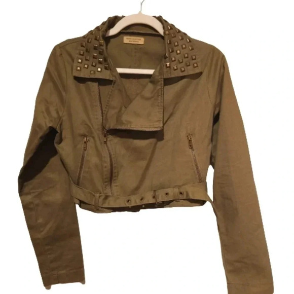 Moon Collection Olive Green Studded Moto Jacket – Size Small (Live in California - Picture 2 of 6